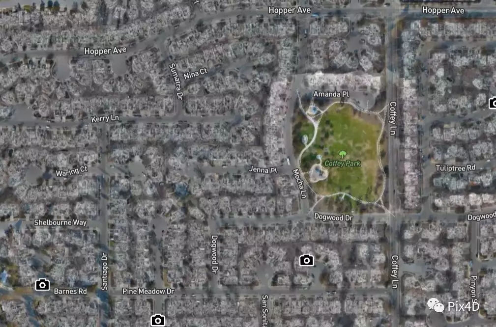 ▼ Mapbox为这次火灾创建的线上地图融合了多种数据，以下是线上地图在不同放大级别下的截图。.webp.jpg