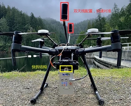 ②配备快拆结构，操作方便，可一键控制设备采集，单人即可作业，节约人力；采用双天线模式，对准时间短；融入数字绿土云迹技术，无需架设基站、云端数据解算即可到达厘米级精度。应急测绘分秒必争，免基站架设、设备操作简单、对准快、数据云端解算，能在最大程度上提高作业效率，提高获取数据的及时性。.webp.jpg